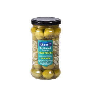 Olive verte entière goût anchois - Bocal 300g