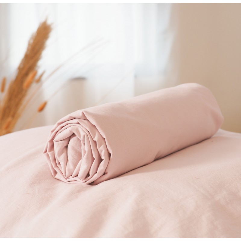 Drap housse - 100% coton lavé 57 fils - 140 x 190 cm - Nude