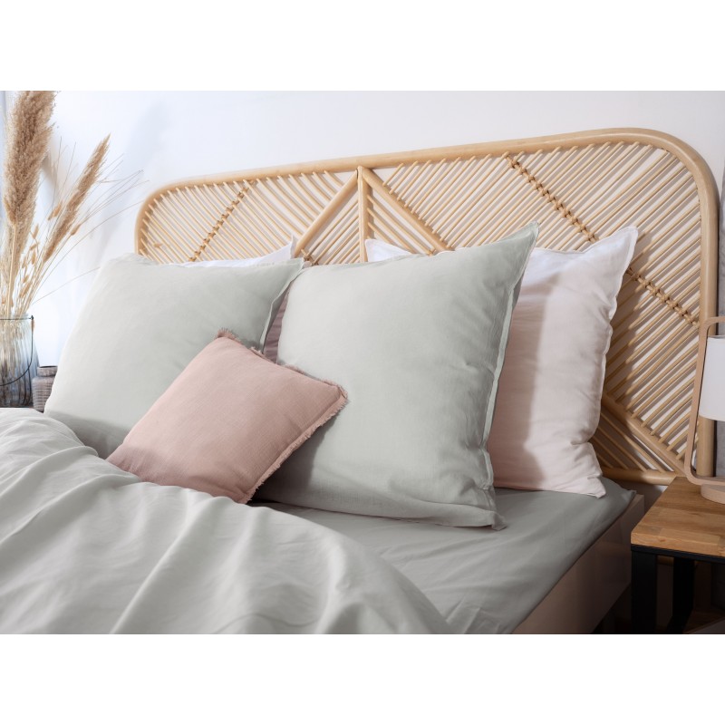Drap housse - 100% coton lavé 57 fils - 160 x 200 cm - Gris