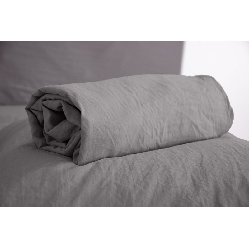 Drap housse - 100% microfibre lavée - 140 x 190 cm - Anthracite