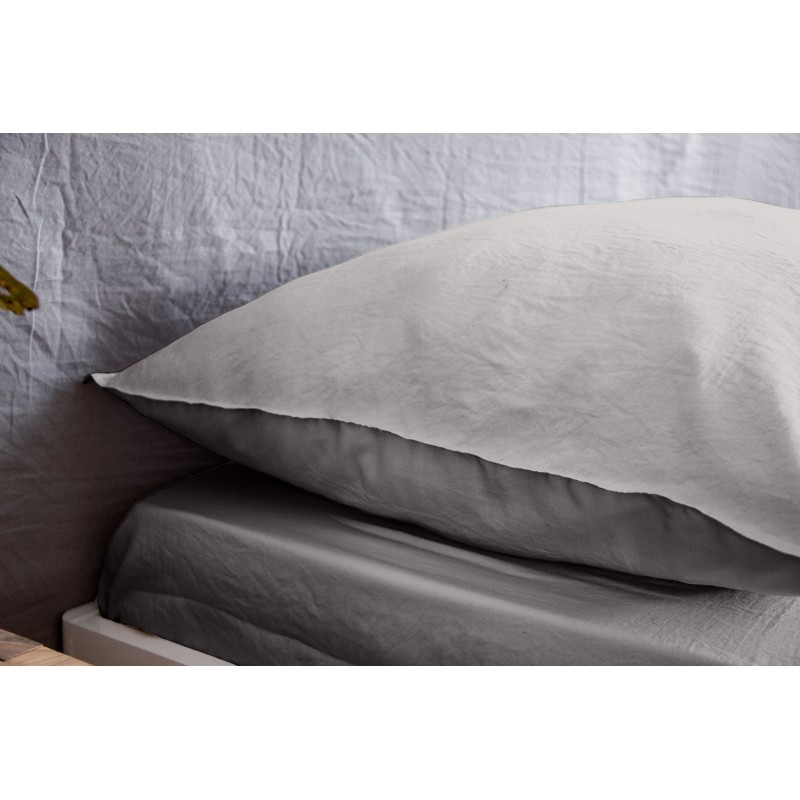 Drap housse - 100% microfibre lavée - 140 x 190 cm - Anthracite