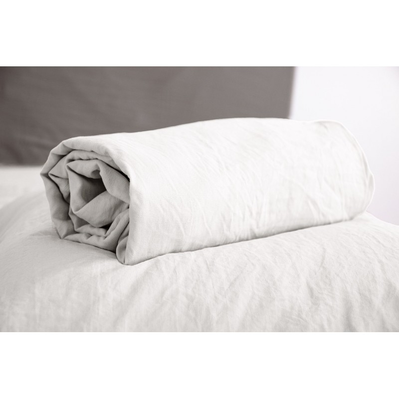 Drap housse - 100% microfibre lavée - 140 x 190 cm - Blanc