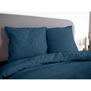 Parure de lit - 100% microfibre lavée - 220 x 240 cm - Bleu nuit