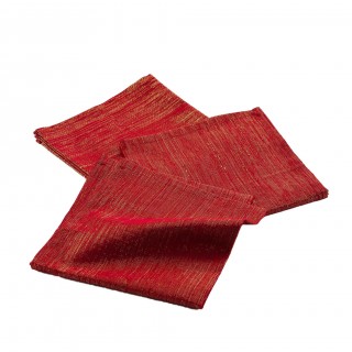 Lot de 3 serviettes de table fils métallisés - Rouge et or