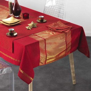 Lot de 6 serviettes de table fils métallisés - Rouge et or