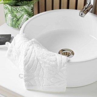 Lot de 2 gants de toilette OCALA - Eponge ciselée unie 450 g/m² - 15 x 21 cm - Blanc