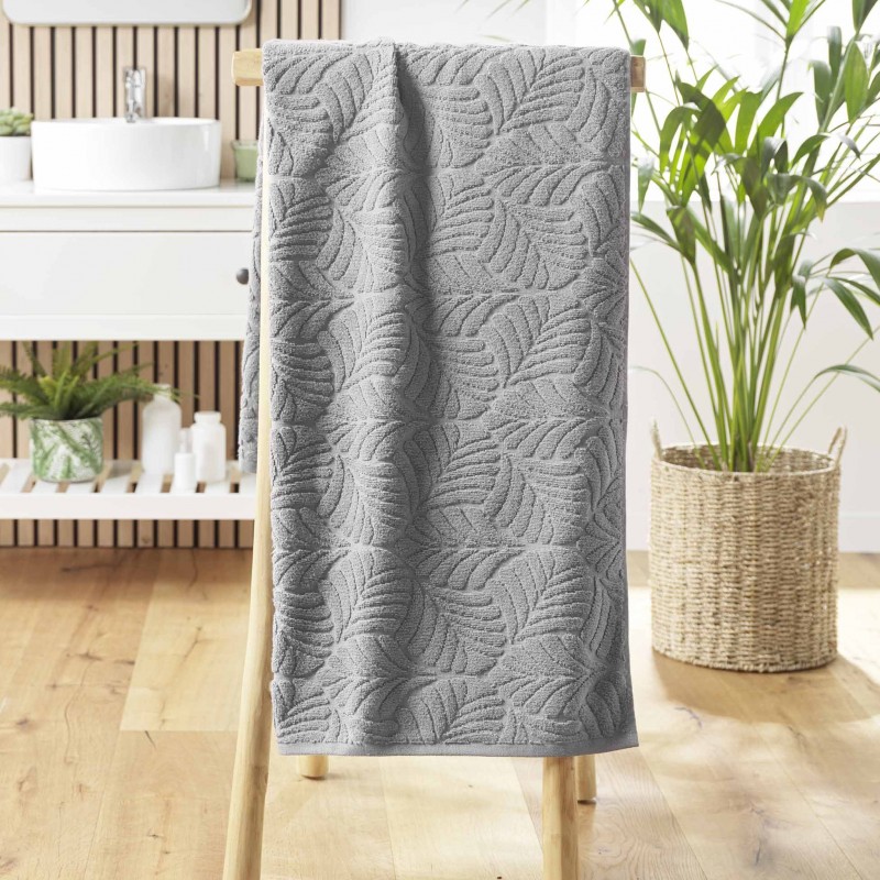 Drap de bain OCALA - Eponge ciselée unie 450 g/m² - 90 x 150 cm - Gris Clair