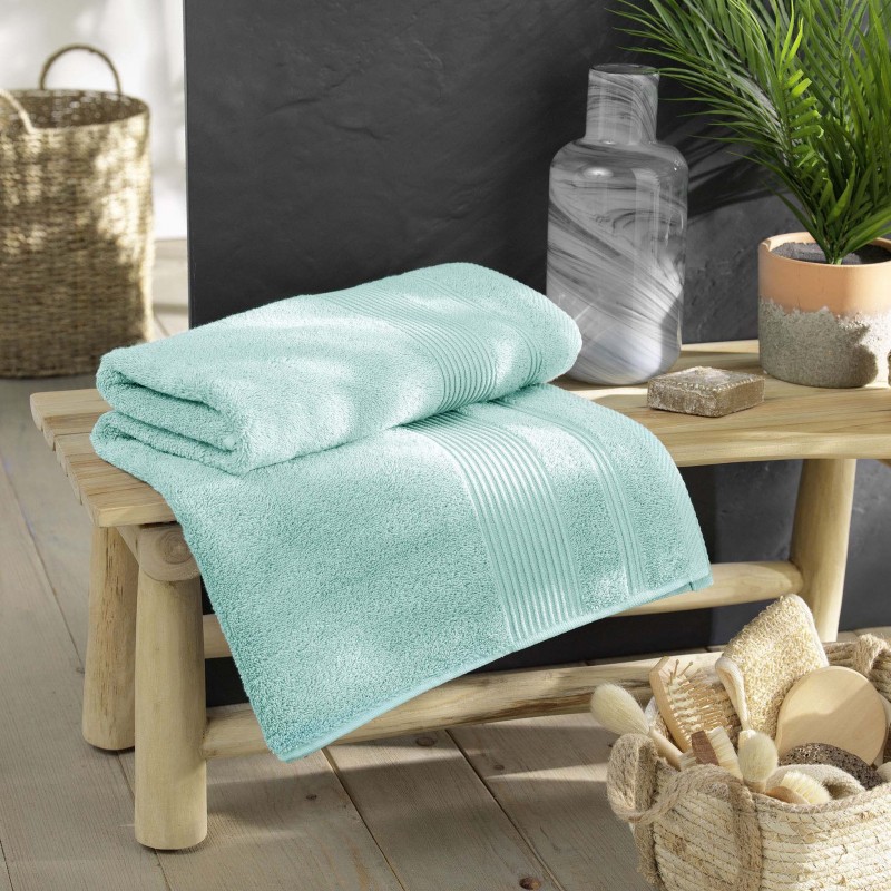 Drap de bain DAYTA - Eponge unie 500 g/m² - 90 x 150 cm - Céladon