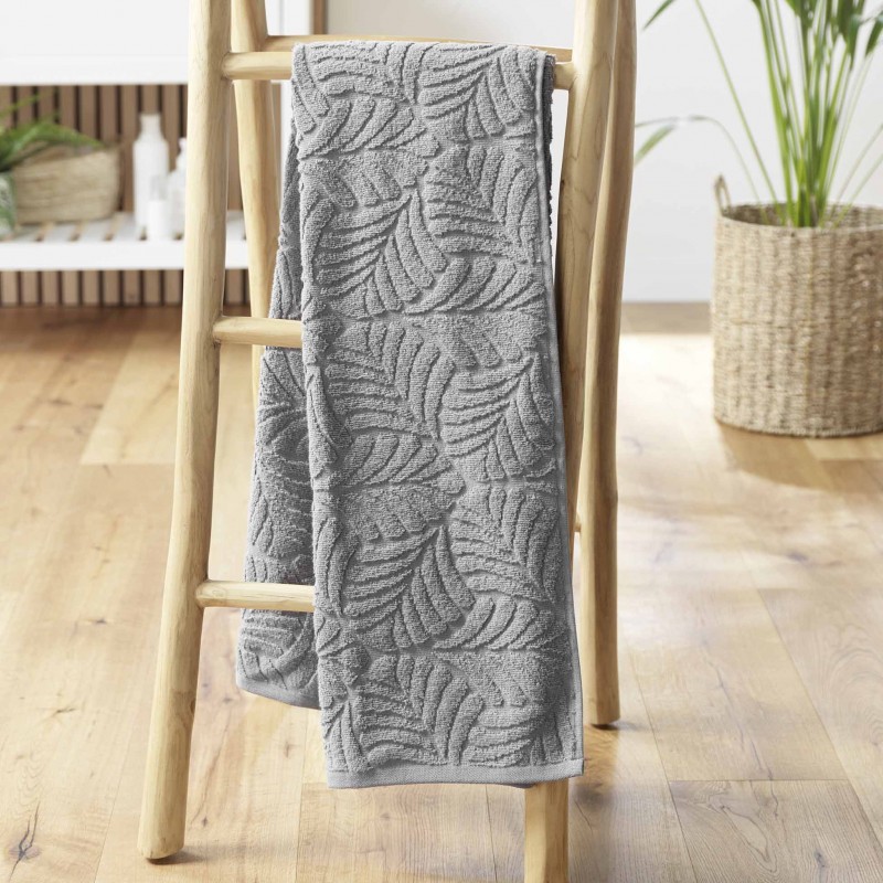 Drap de douche OCALA - Eponge ciselée unie 450 g/m² - 70 x 130 cm - Gris clair