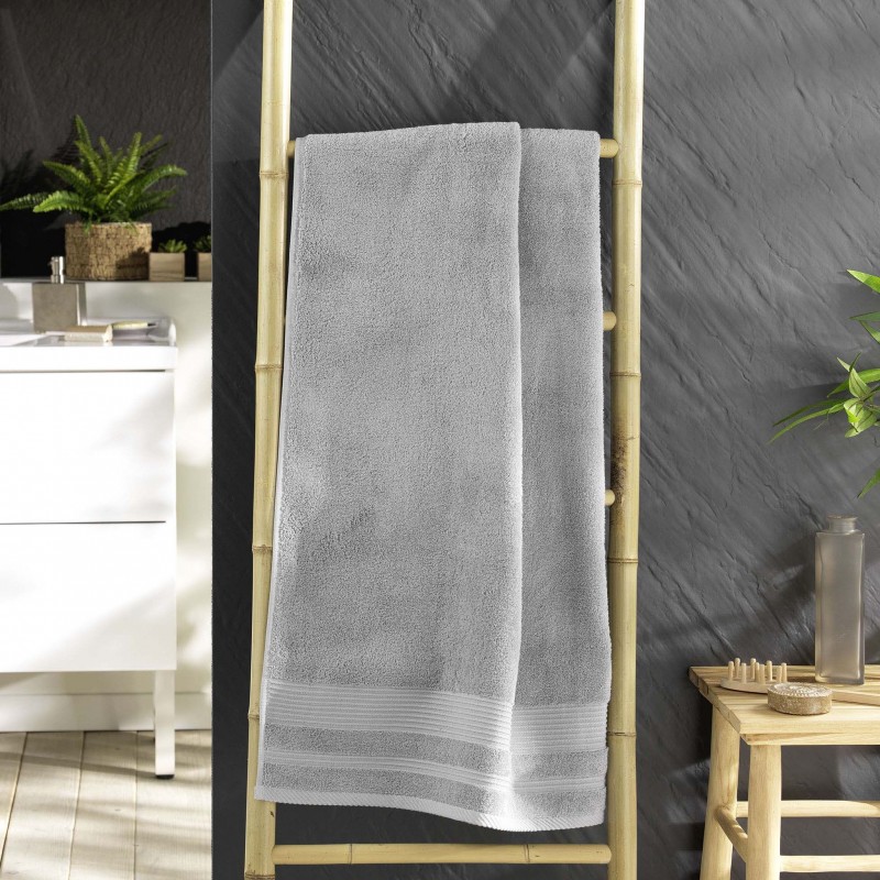 Drap de douche DAYTA - Eponge unie 500 g/m² - 70 x 130 cm - Gris perle