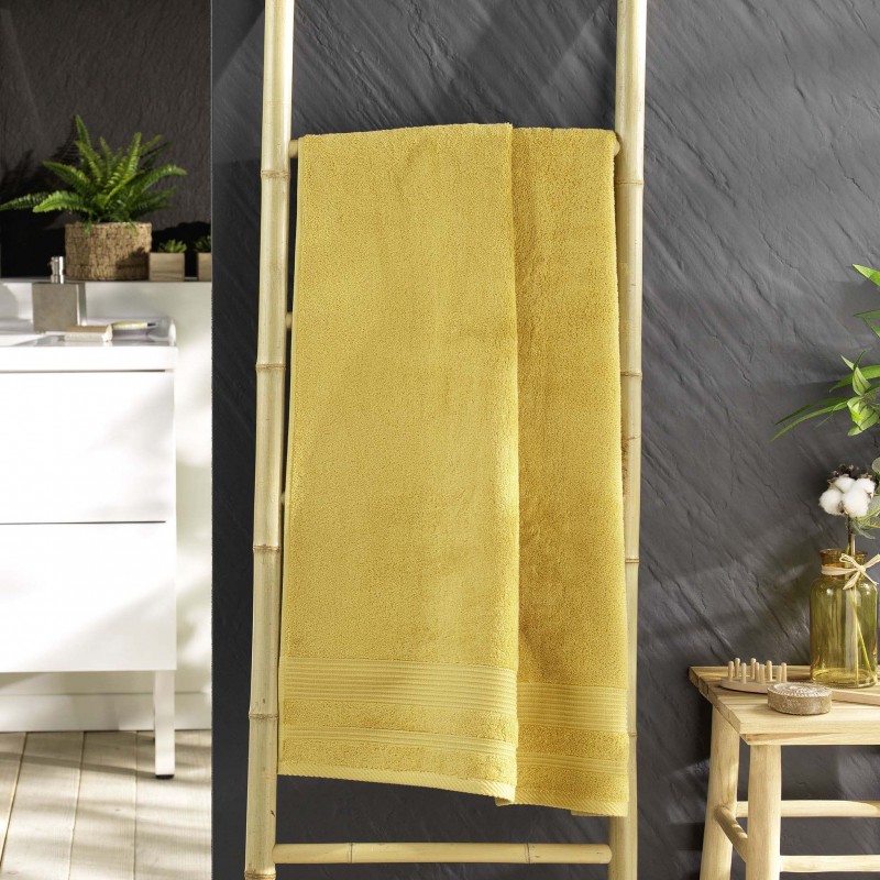 Drap de douche DAYTA - Eponge unie 500 g/m² - 70 x 130 cm - Mimosa