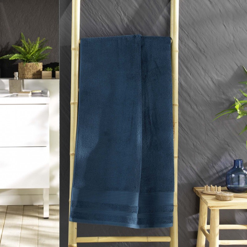 Drap de douche DAYTA - Eponge unie 500 g/m² - 70 x 130 cm - Saphir