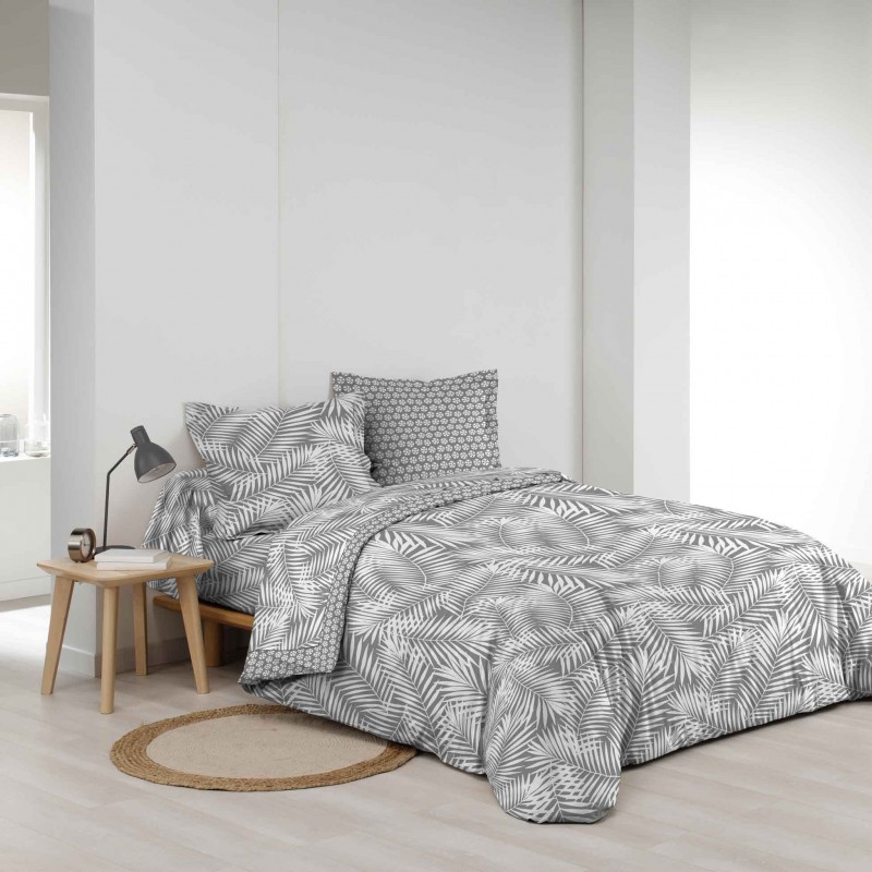 Housse de couette BONA - 100% coton - 220 x 240 cm - Gris