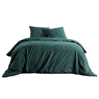 Parure de lit de couleur naturelle, vert pétrole/vert bouteille - DATEX -  Acheter sur Ventis.