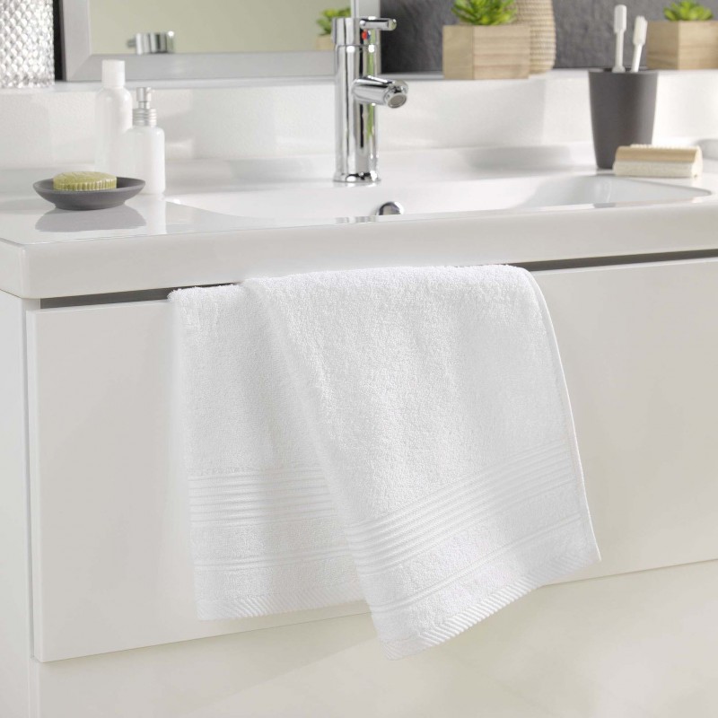 Serviette de toilette DAYTA - Eponge unie 500 g/m² - 50 x 90 cm - Blanc