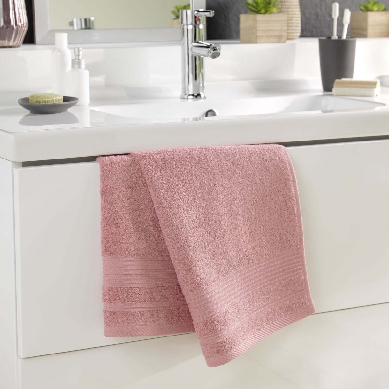 Serviette de toilette DAYTA - Eponge unie 500 g/m² - 50 x 90 cm - Bois de rose