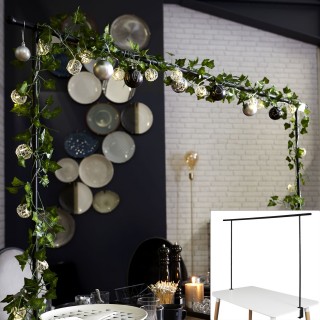 Barre de décoration de table ajustable intérieure/extérieure L. de 139 à 250 cm x H. 90 cm - Noir