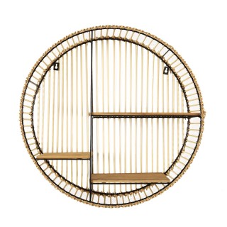 Etagère ronde 3 niveaux en bambou et métal Diam. 53 cm - Marron et Noir