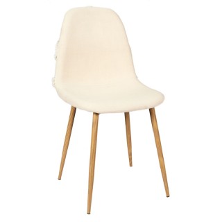 Lot de 4 chaises Faro tissu et pieds métal imitation bois - Beige
