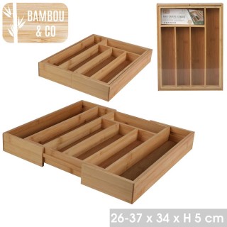 Range couverts extensible 7 compartiments en bambou
