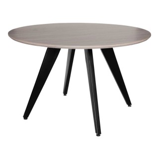 Table ronde Léonie en bois - Beige et noir