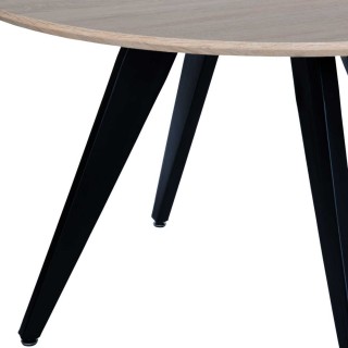Table ronde Léonie en bois - Beige et noir