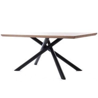 Table rectangulaire Léonie en bois - Beige et noir