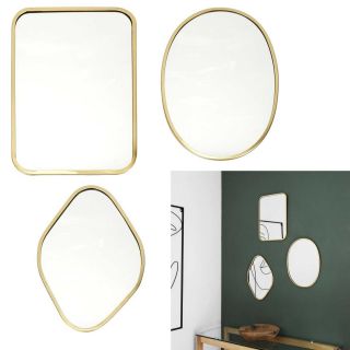 Lot de 3 miroirs avec contours en métal - Doré