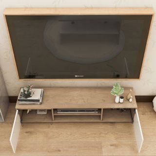 Meuble TV - Jack - Chêne et Blanc - 120 x 36 x 40 cm