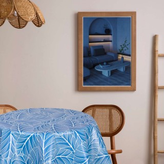 Nappe en toile cirée ronde Eloa - Diam. 135 cm - Bleu