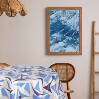 Nappe en toile cirée ronde Figu - Diam. 135 cm - Bleu
