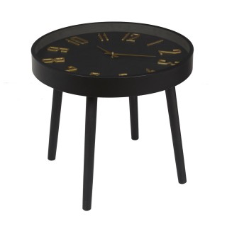Table d'appoint avec horloge - Diam. 50 cm x H. 43,5 cm - Noir