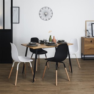 Table extensible pour 4 à 6 personnes en bois Honoré  - Marron et noir
