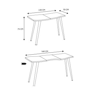 Table extensible pour 4 à 6 personnes en bois Honoré  - Marron et noir