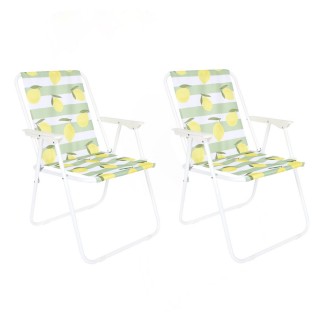 Lot de 2 chaises de camping pliante Citrons - Multicolore