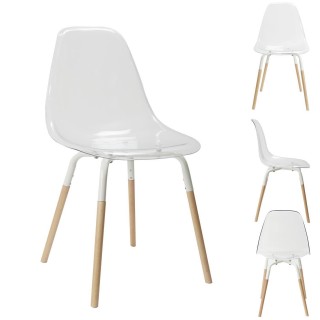 Lot de 4 chaises scandinaves Phenix en plastique et métal - Transparent